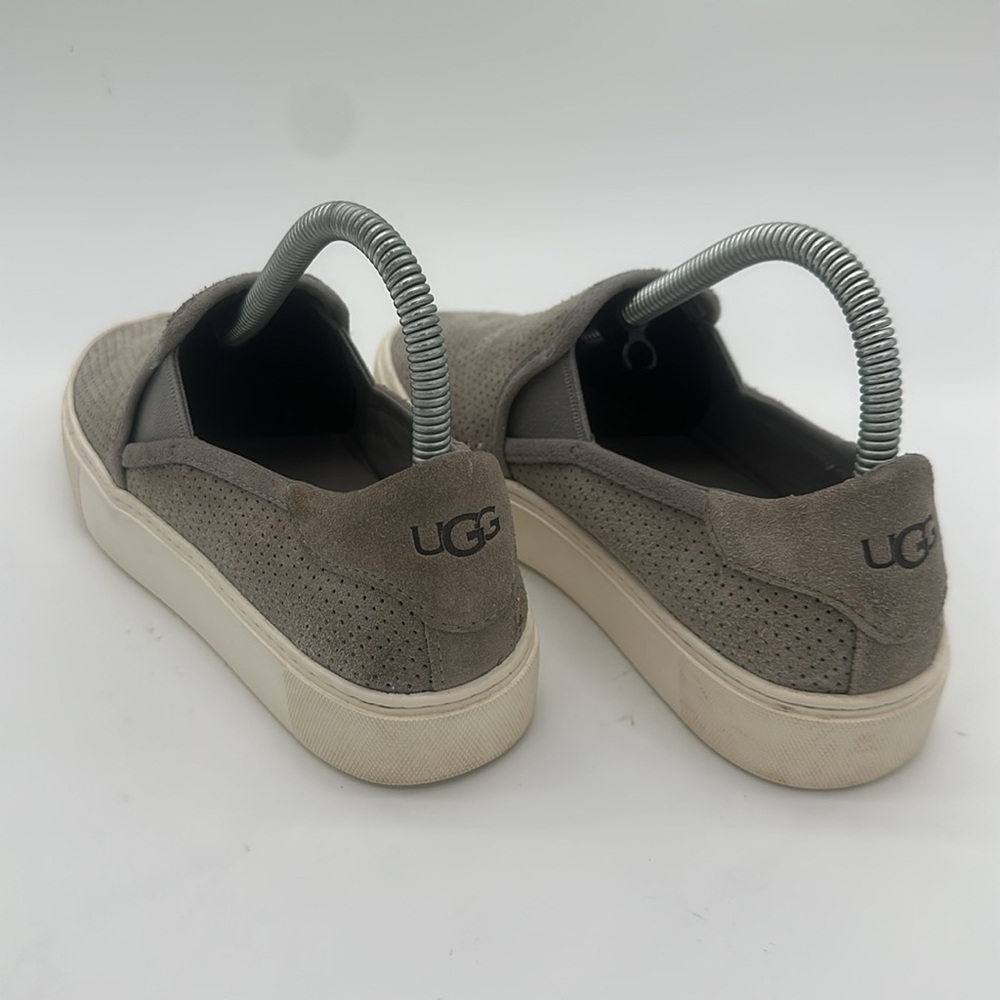 UGG Shoes Women 6.5 Abies Perforated Platform Slip On Sneaker 1108631 Gray Suede - Picture 9 of 14